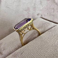 Syna Yellow Gold Amethyst Geometrix Ring with Diamonds
