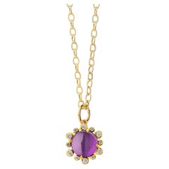 Syna Yellow Gold Amethyst Hex Pendant with Diamonds