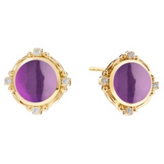 Syna Yellow Gold Amethyst Mogul Earrings with Diamonds
