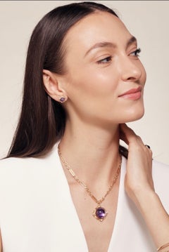 Syna Yellow Gold Amethyst Mogul Earrings with Diamonds