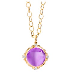 Syna Yellow Gold Amethyst Pendant with Diamonds