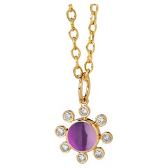 Syna Yellow Gold Amethyst Pendant with Diamonds