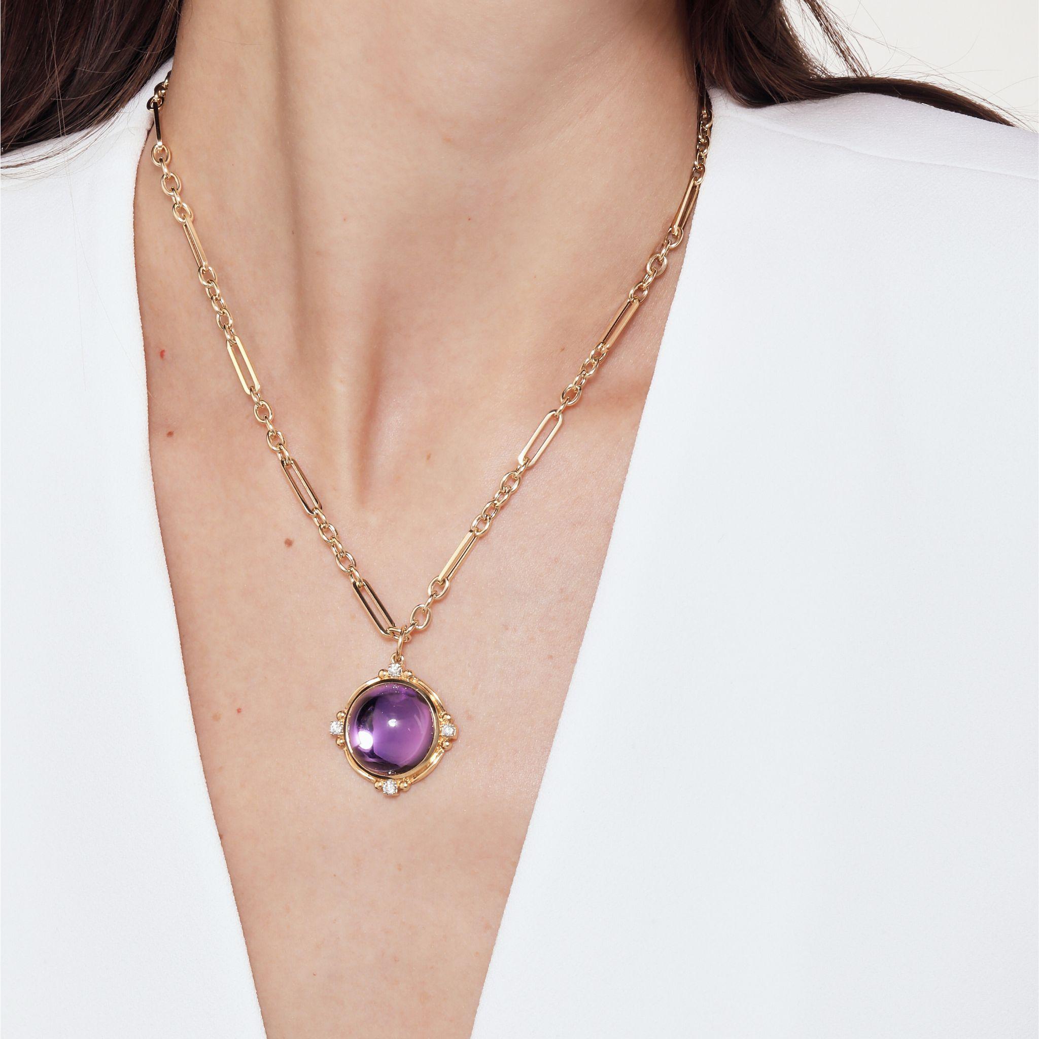 Syna-Anhänger aus Gelbgold mit Amethyst und Diamanten (Zeitgenössisch) im Angebot