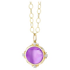 Syna Yellow Gold Amethyst Pendant with Diamonds