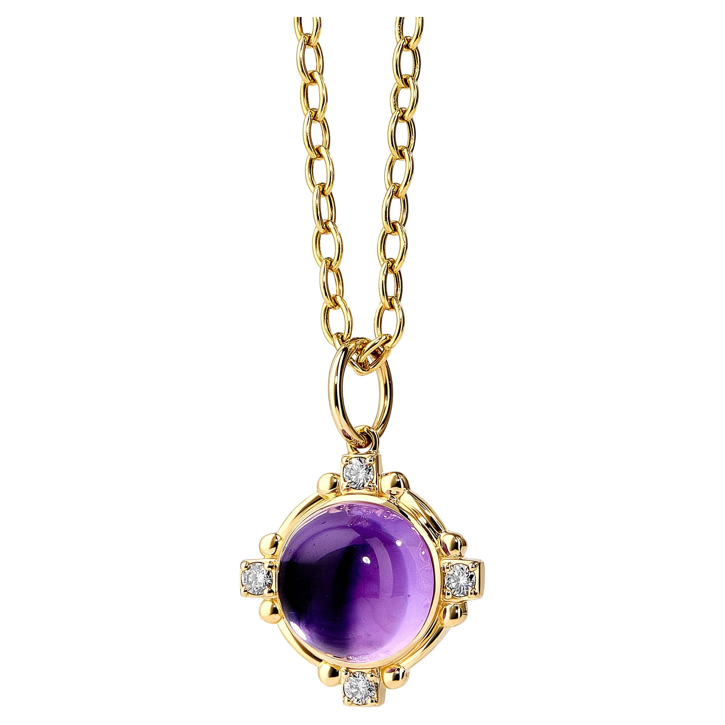 Pendentif Syna en or jaune avec améthyste et diamants