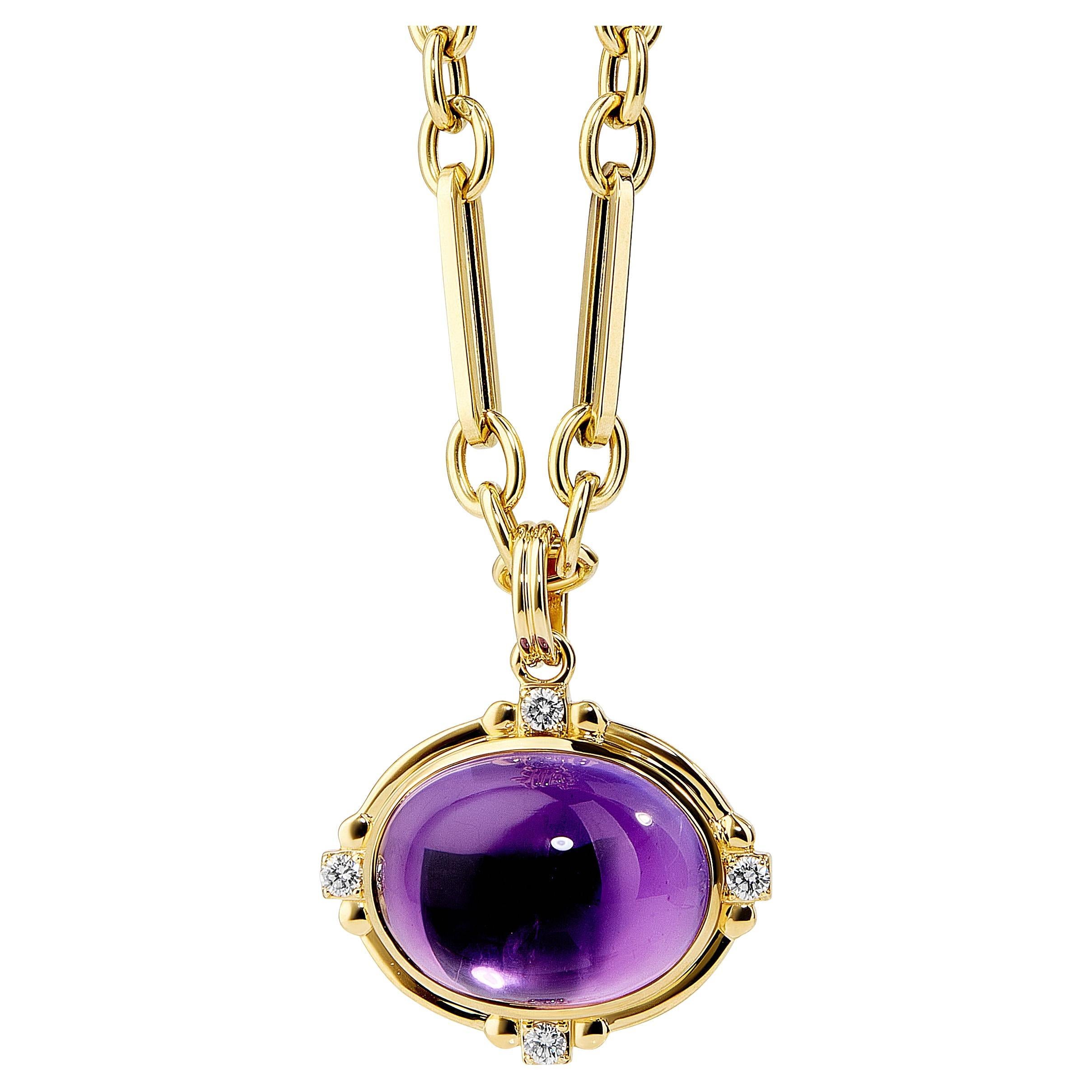 Pendentif Syna en or jaune avec améthyste et diamants