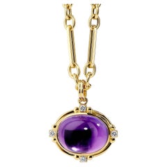 Pendentif Syna en or jaune avec améthyste et diamants