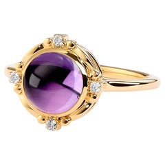 Bague Syna en or jaune, avec améthyste et diamants