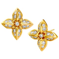 Boucles d'oreilles Syna en or jaune et diamants