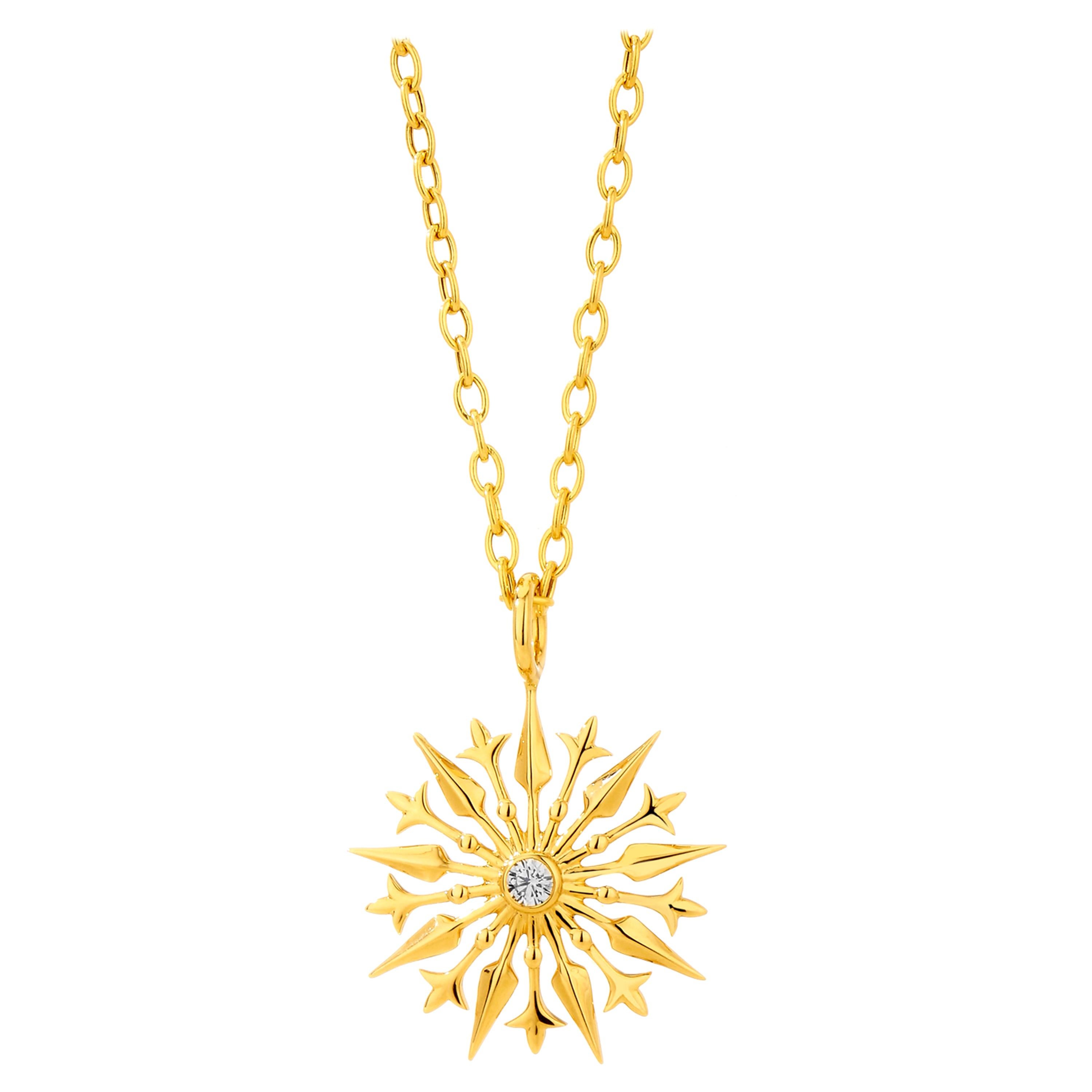 Syna Yellow Gold and Diamond Starburst Pendant