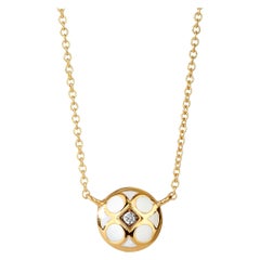 Syna-Halskette aus Gelbgold und Emaille mit Champagner-Diamanten