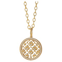 Syna Yellow Gold and Mother of Pearl Mogul Pendant with Diamonds