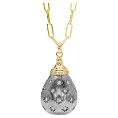 Syna Yellow Gold and Oxidized Silver Drop Pendant with Diamonds