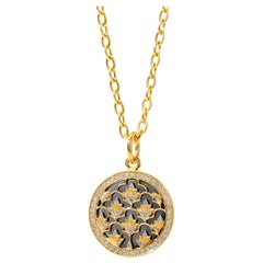 Syna Yellow Gold and Oxidized Silver Mogul Flower Pendant with Diamond