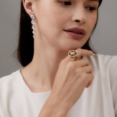 Anillo Abeja Reina de Oro Amarillo Syna y Plata Oxidada con Diamantes Champán