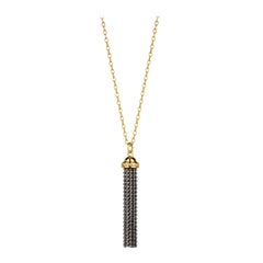 Syna Yellow Gold and Oxidized Silver Tassel Pendant with Diamonds