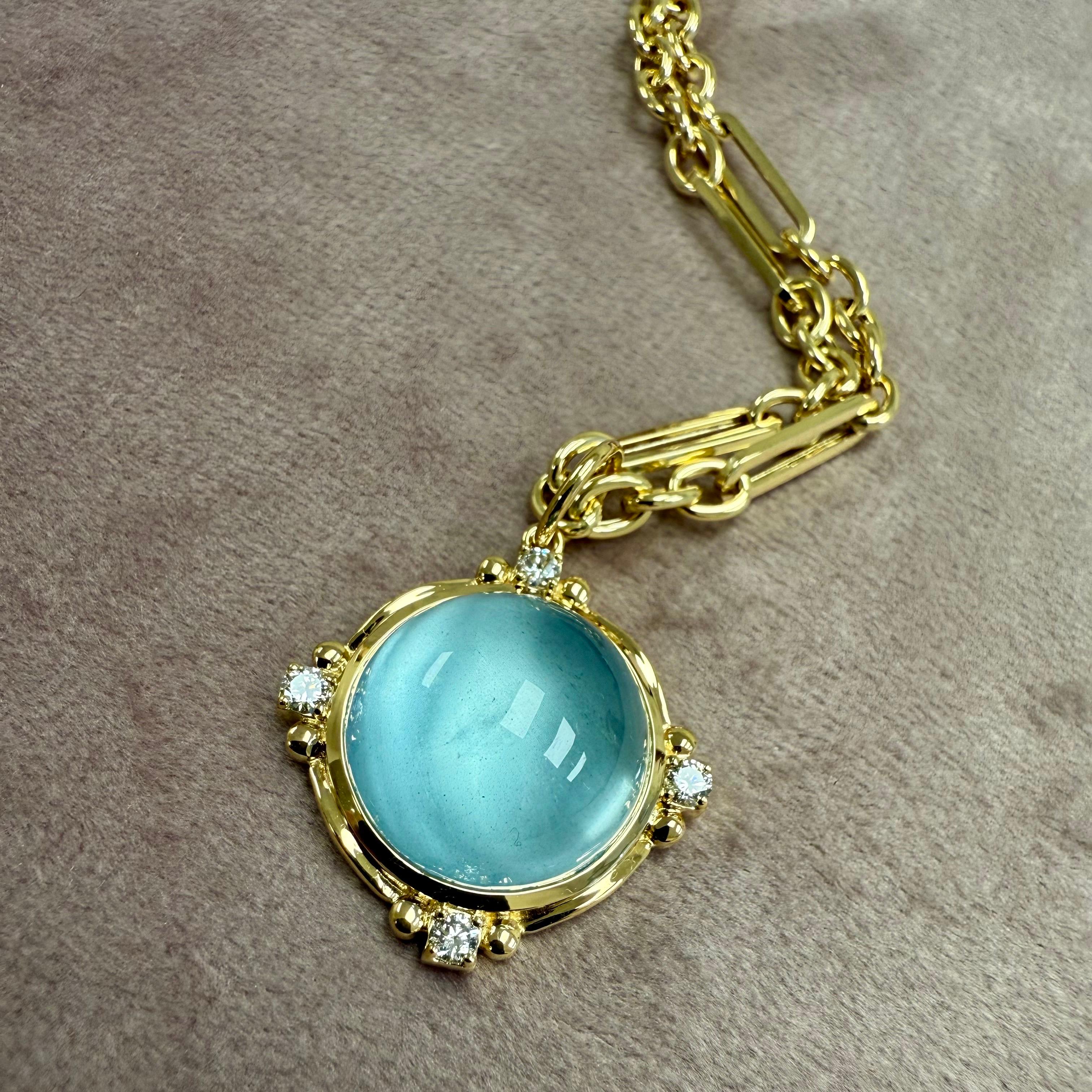 Contemporain Syna Pendentif aigue-marine en or jaune avec diamants en vente