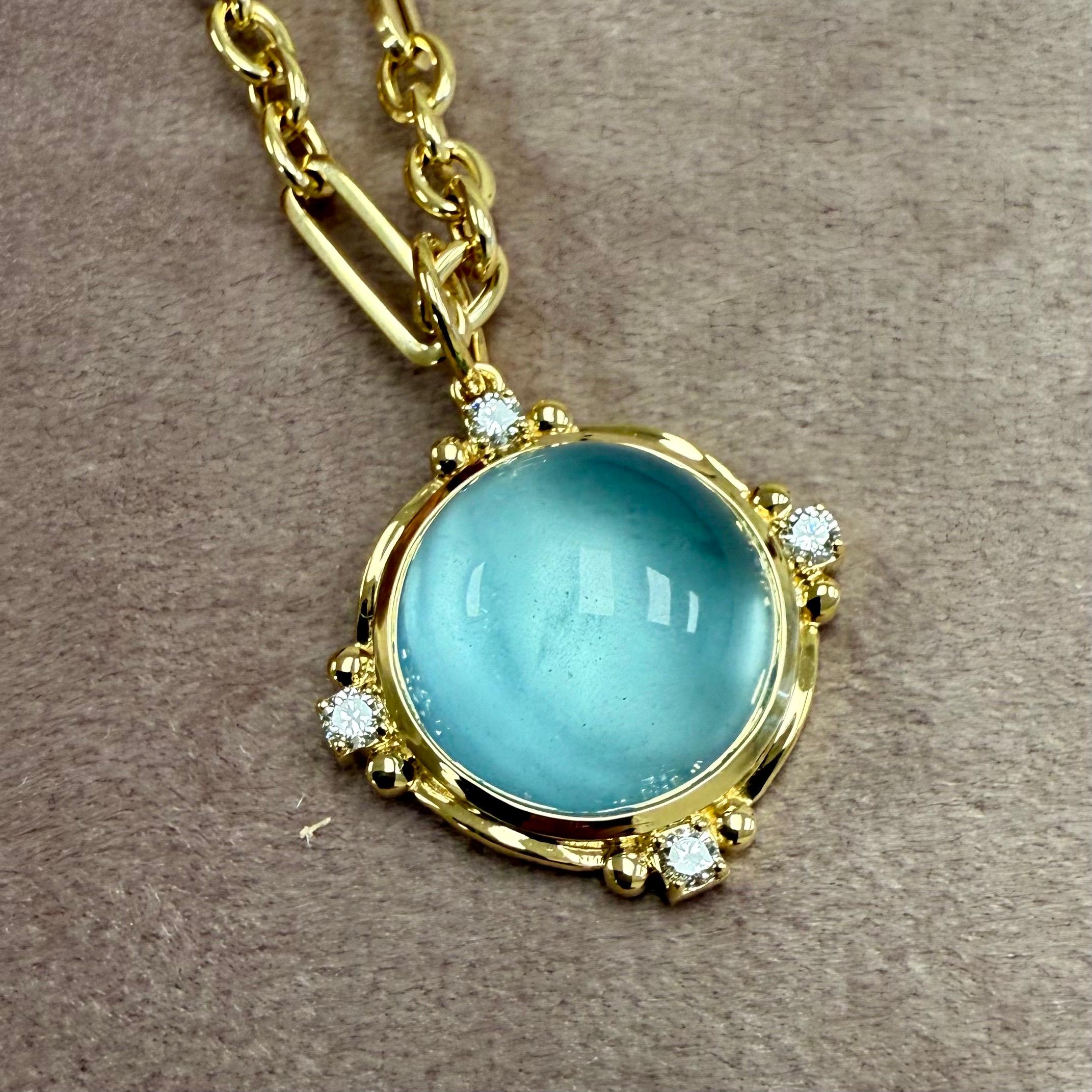Syna Pendentif aigue-marine en or jaune avec diamants Pour femmes en vente