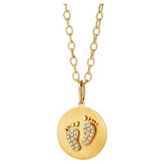Syna Yellow Gold Baby Feet Pendant with Diamonds