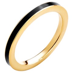 Syna Yellow Gold Band with Black Enamel