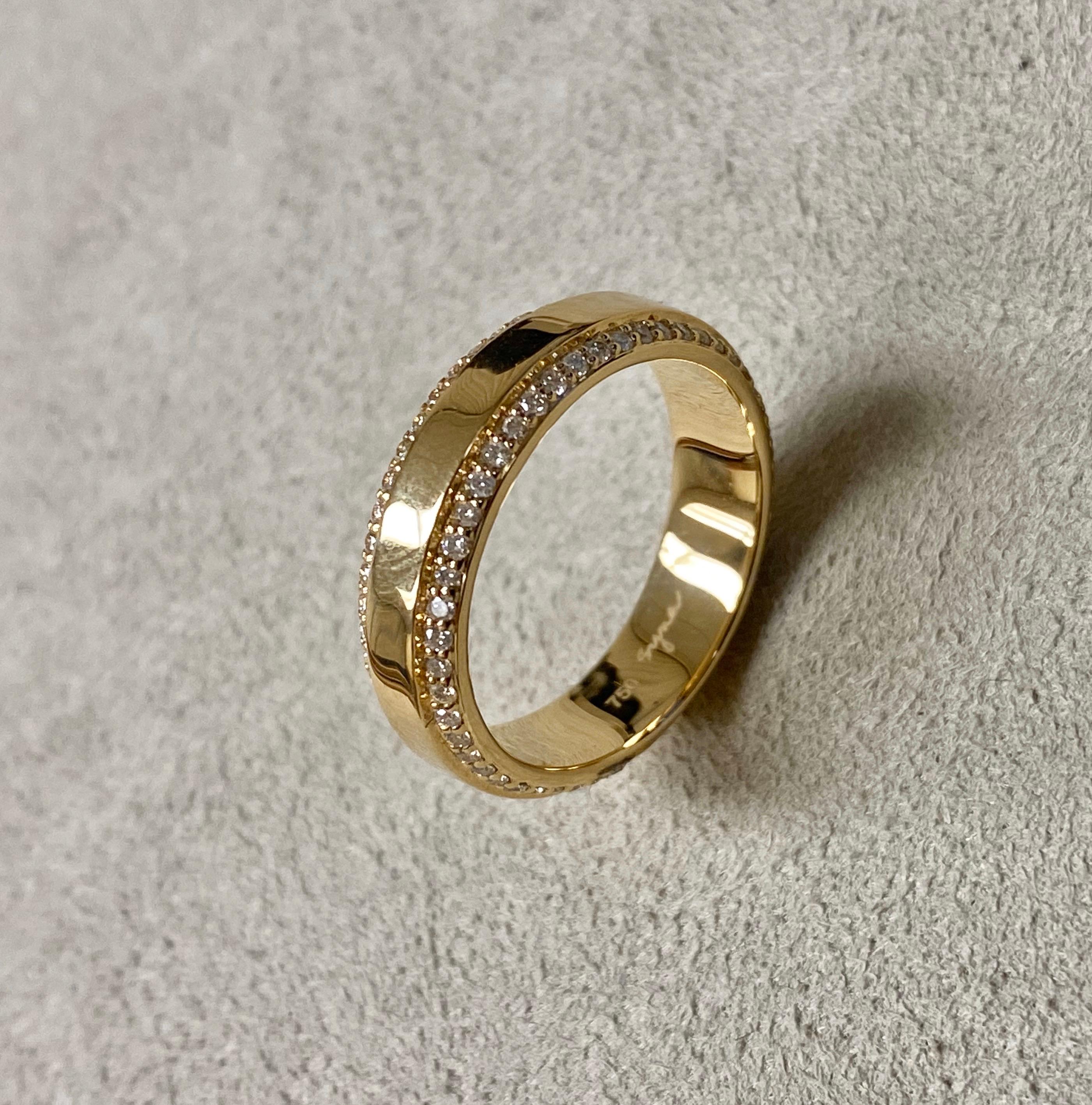 Contemporary Syna Yellow Gold Band with Diamonds For Sale