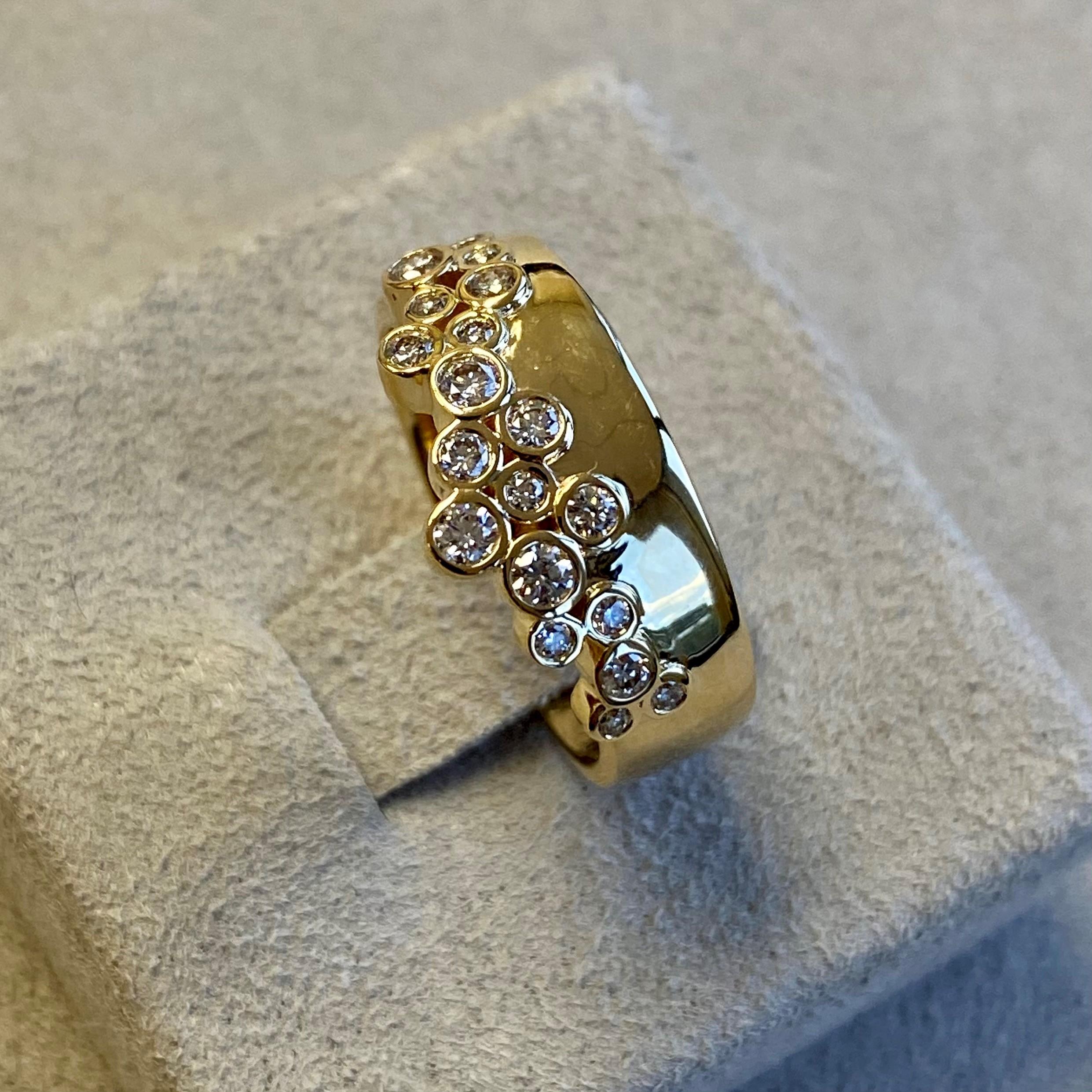 Contemporary Syna Yellow Gold Band with Diamonds