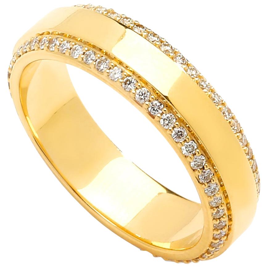 Syna Yellow Gold Band with Diamonds For Sale