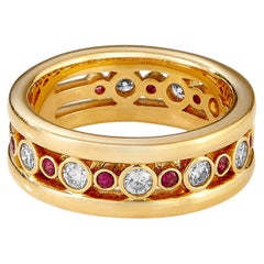 Syna Yellow Gold Band with Rubies and Diamonds