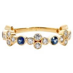 Syna Yellow Gold Band with Sapphires and Diamonds