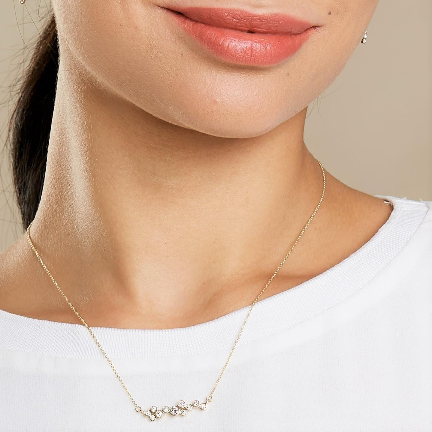 Created in 18 karat yellow gold
Diamonds 0.50 cts
16 inch cable chain
18kyg lobster lock

A luxurious 18 karat yellow gold necklace crafted with an alluring 0.50 cts of diamonds and a delicate 16-inch cable chain that fastens with an 18kyg lobster