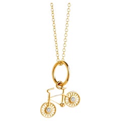 Syna Yellow Gold Bicycle Charm Pendant with Diamonds