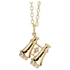 Syna Gelbgold Binocular Charm-Anhänger mit Diamanten