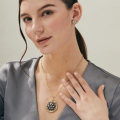 Syna Yellow Gold Black Onyx Illusion Pendant with Diamonds