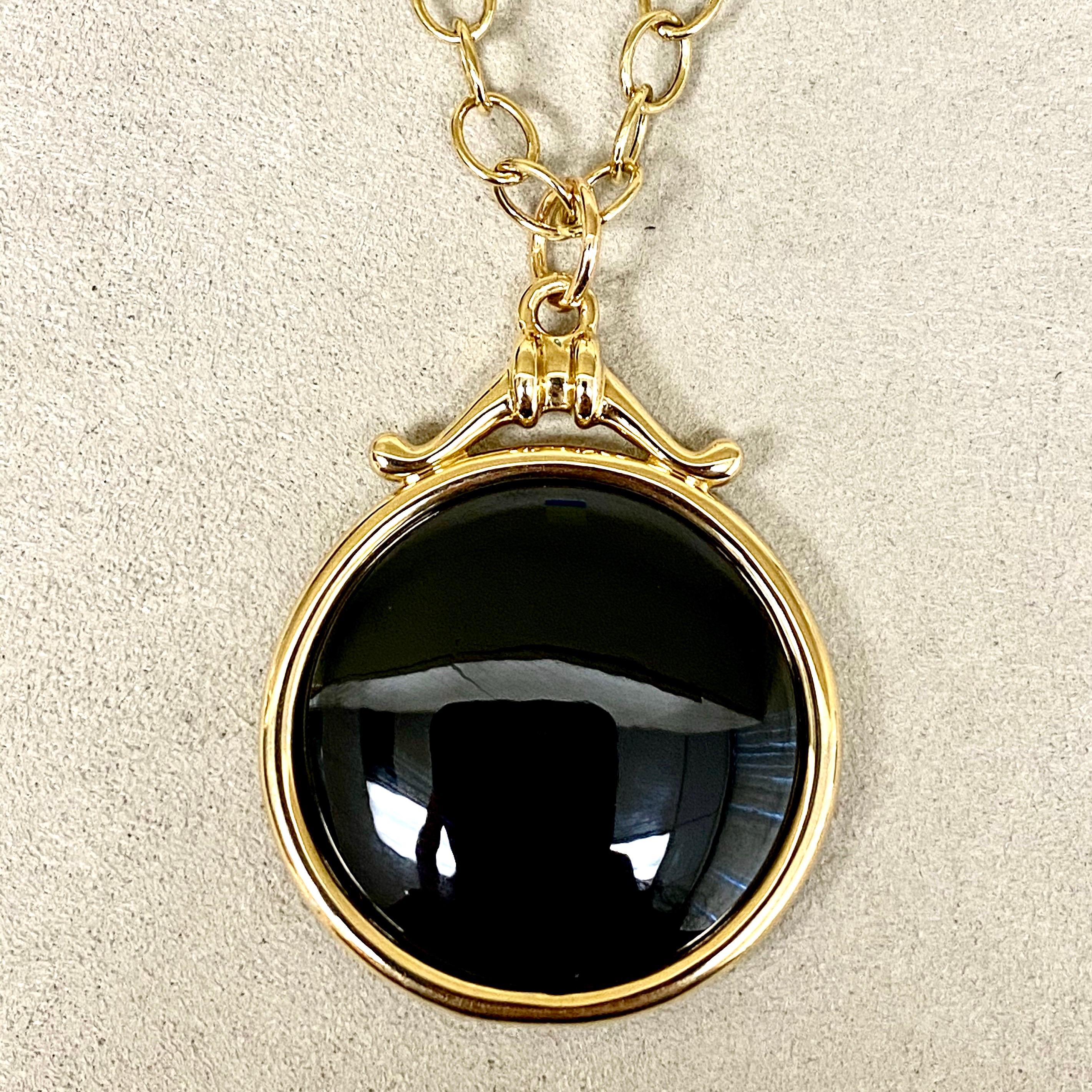 Contemporary Syna Yellow Gold Black Spinel Chakra Pendant