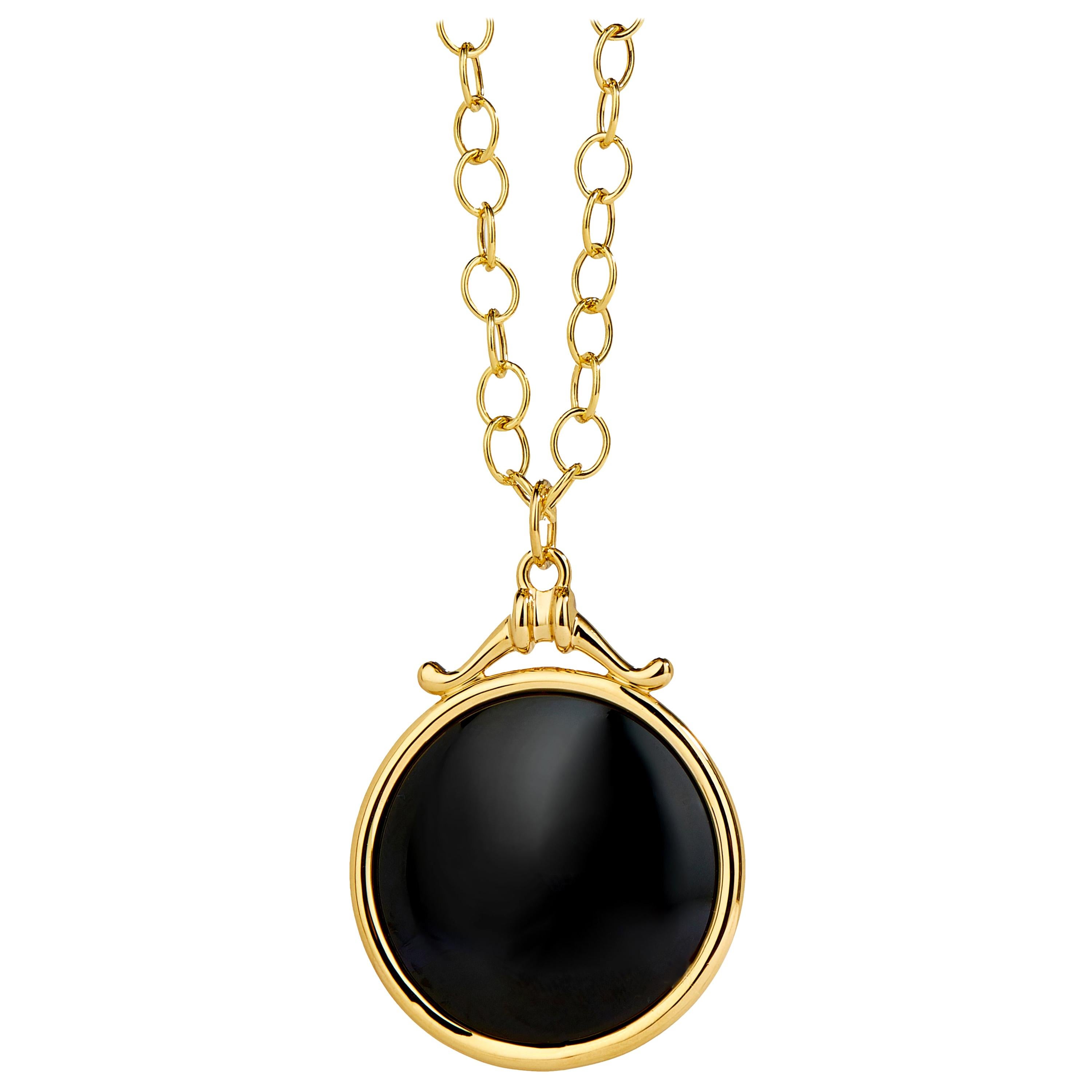 Syna Yellow Gold Black Spinel Chakra Pendant