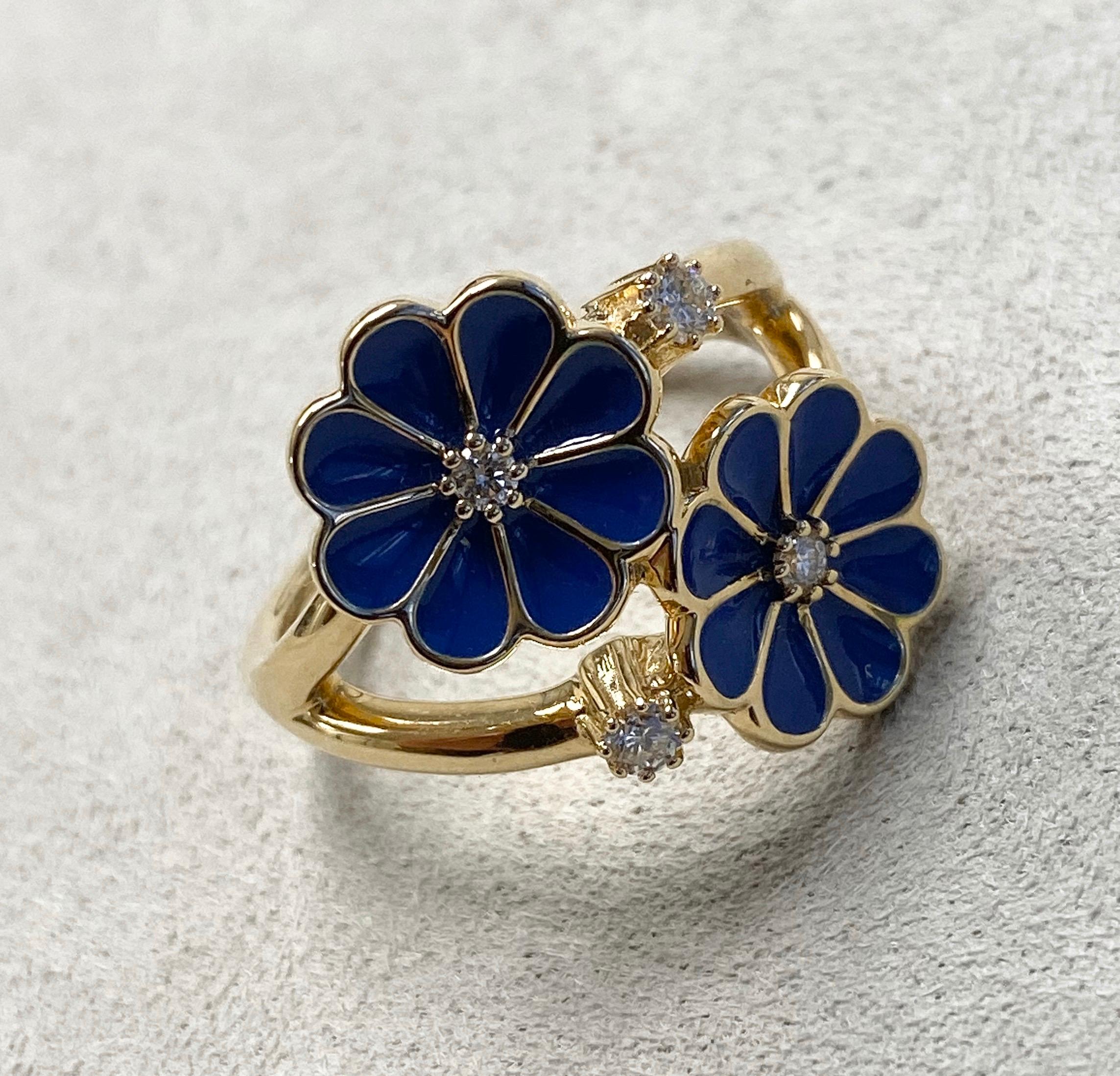 Created in 18 karat yellow gold
Dark Blue enamel 
Champagne diamonds 0.14 ct approx
Ring size US 6.5, Can be made in other ring sizes on special order


About the Designers ~ Dharmesh & Namrata

Drawing inspiration from little things, Dharmesh &