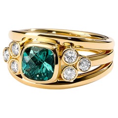 Syna Yellow Gold Blue Lagoon Tourmaline Band with Diamonds
