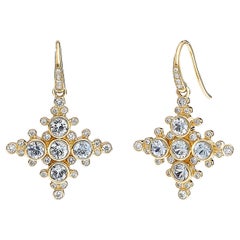 Syna Yellow Gold Blue Sapphire Earrings with Diamonds