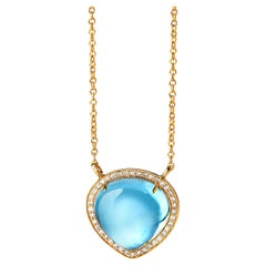 Syna Yellow Gold Blue Topaz and Diamonds Necklace
