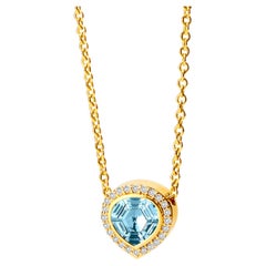 Syna Yellow Gold Blue Topaz and Diamond Necklace