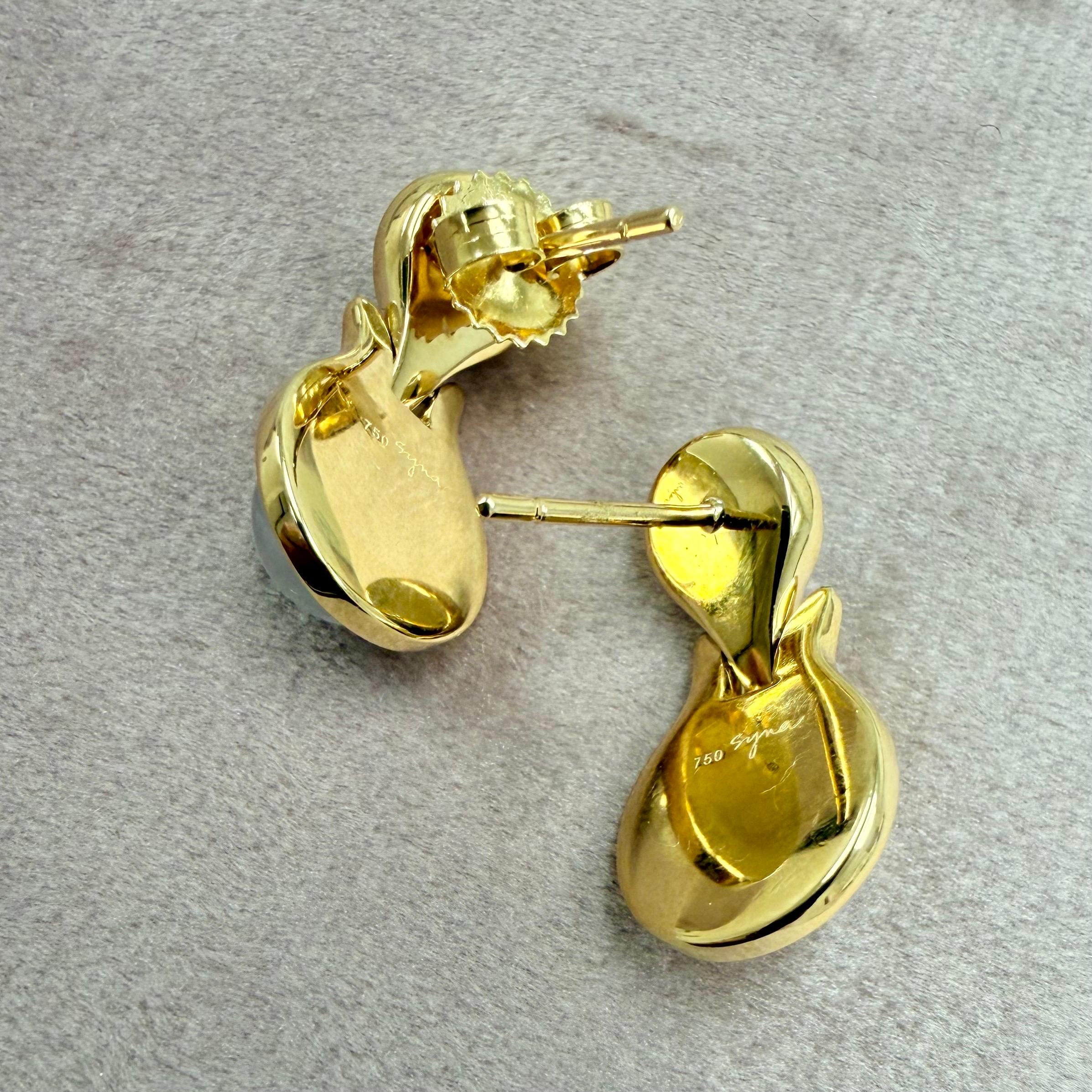 Contemporain Boucles d'oreilles en or jaune Syna Topaze bleue et quartz lunaire avec diamants en vente