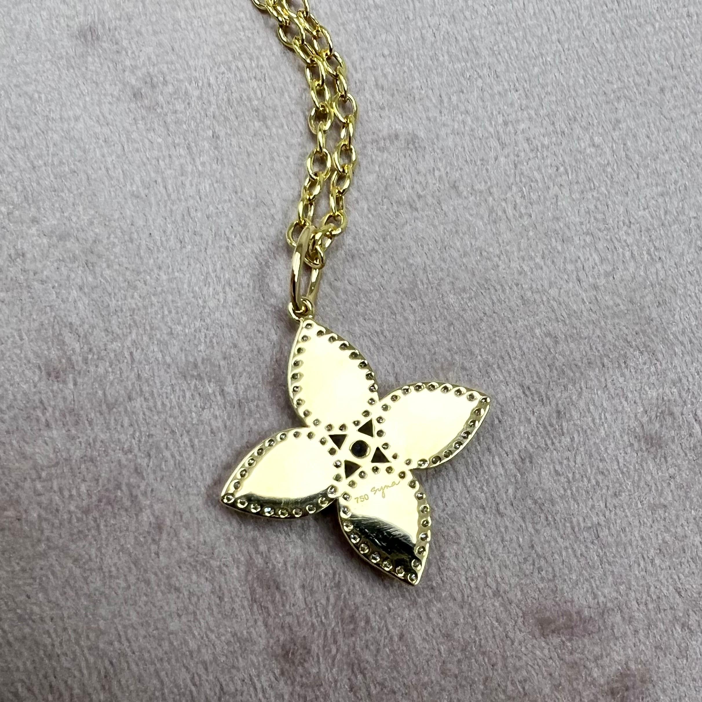 Taglio misto Ciondolo in oro giallo Syna con topazio blu e rubino e diamanti in vendita