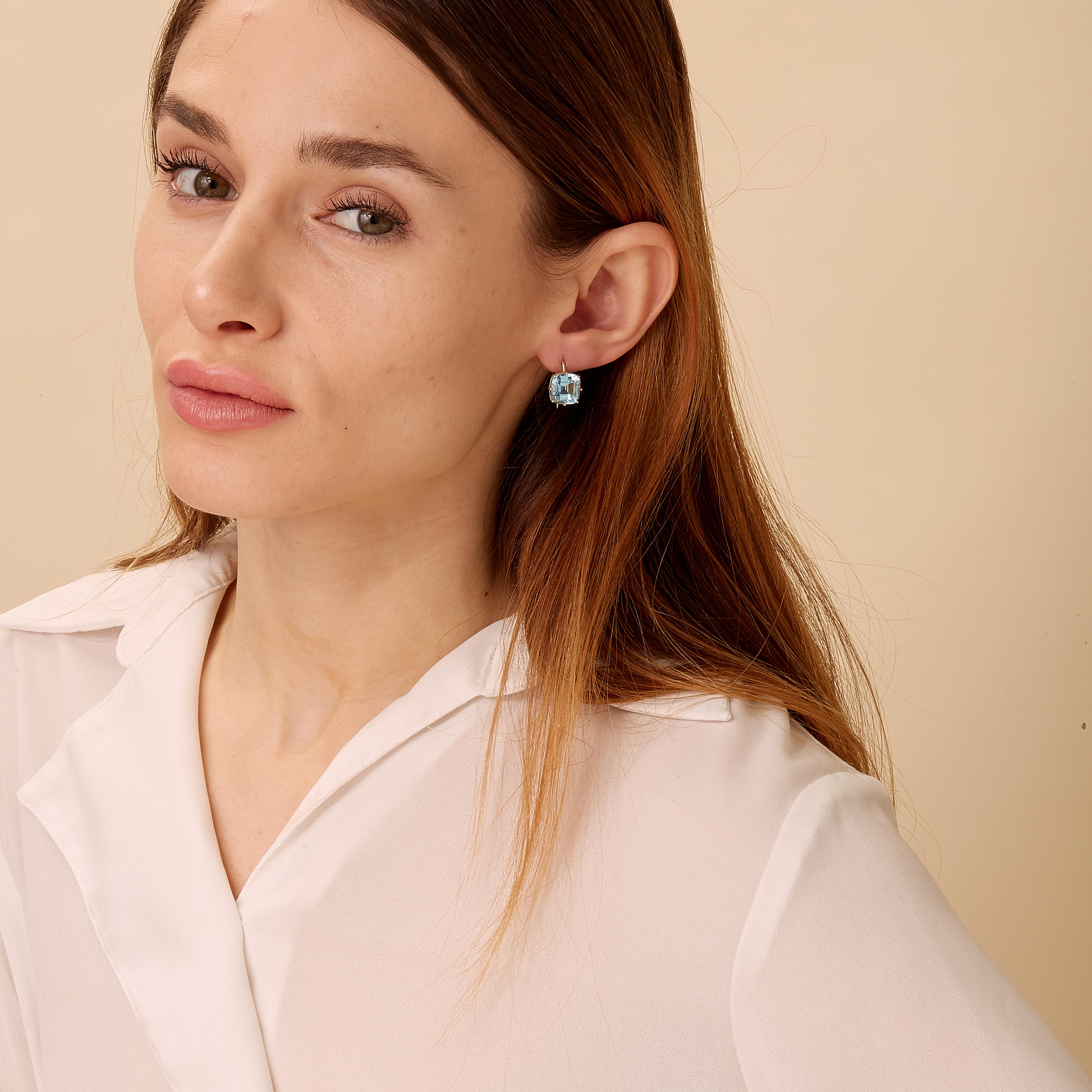 Created in 18 karat yellow gold
Blue Topaz 10 cts approx
Limited Edition

Exquisite and limited edition, these Candy Blue Topaz and Moon Quartz Earrings are lovingly handcrafted in 18 karat yellow gold. With a subtle sparkle from the beautiful blue