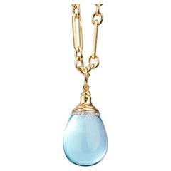 Colgante Gota de Topacio Azul de Oro Amarillo Syna con Diamantes