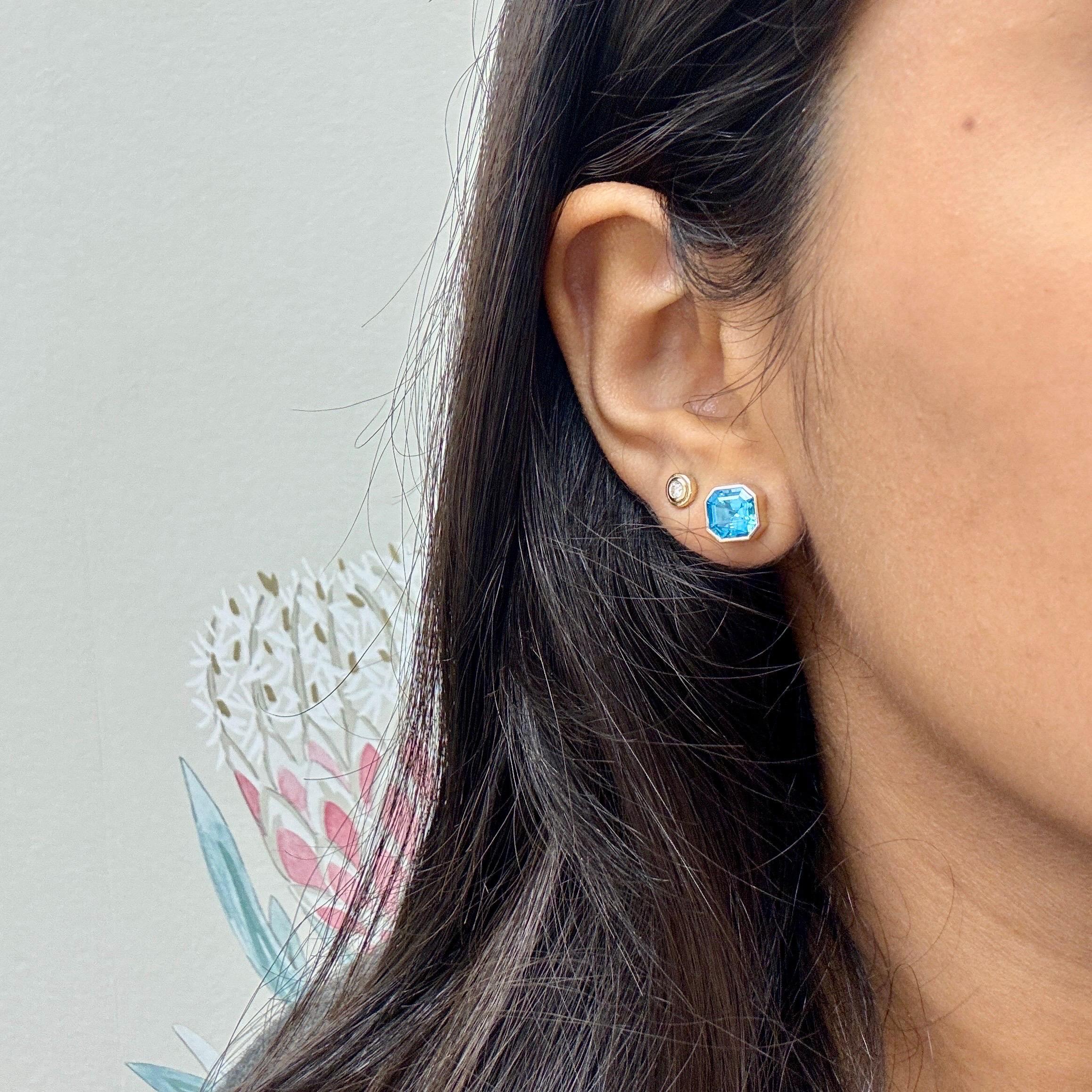 Contemporary Syna Yellow Gold Blue Topaz Earrings For Sale