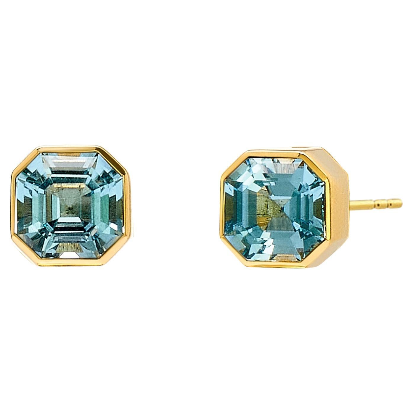 Syna Yellow Gold Blue Topaz Earrings