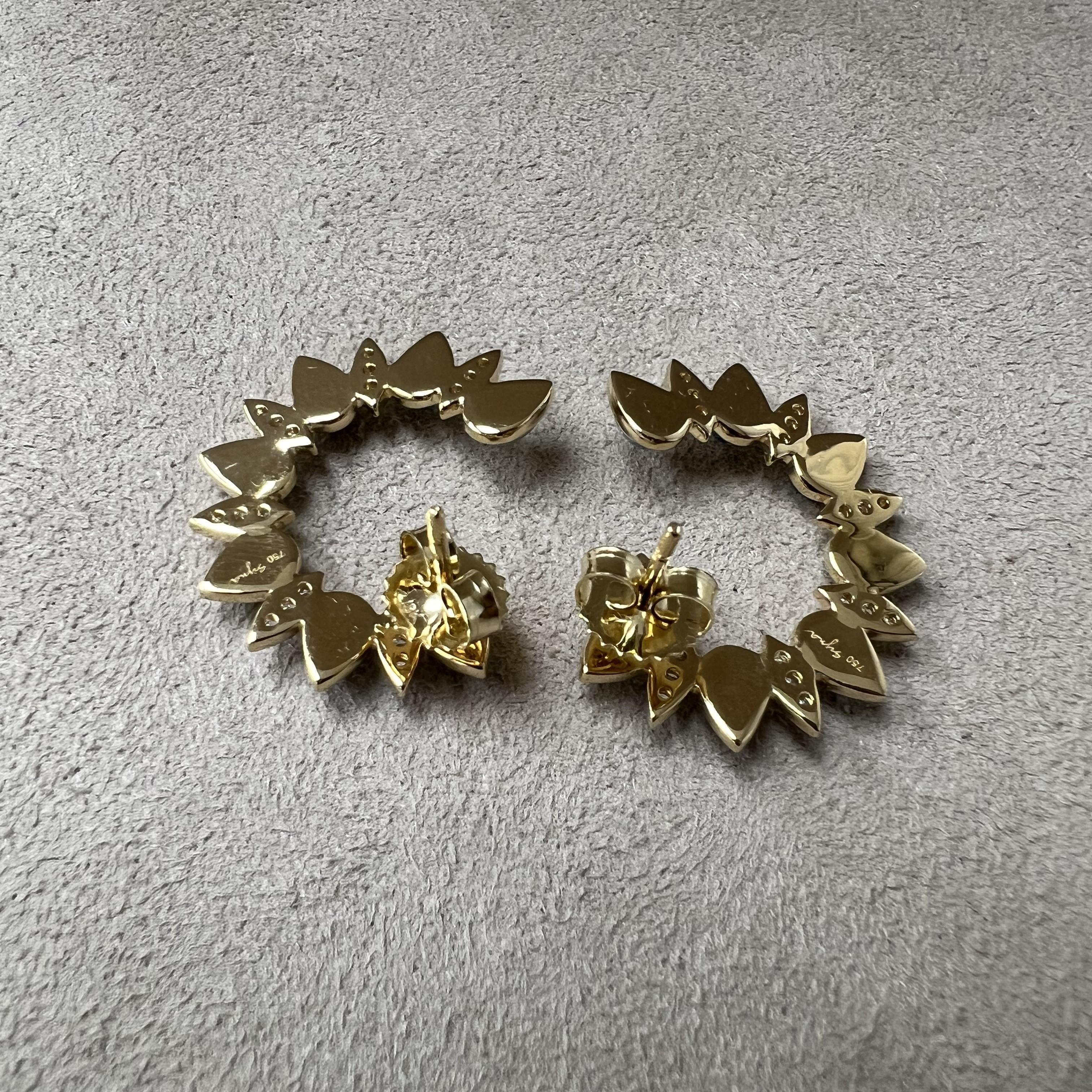 Mixed Cut Syna Yellow Gold Blue Topaz Earrings with Diamonds For Sale