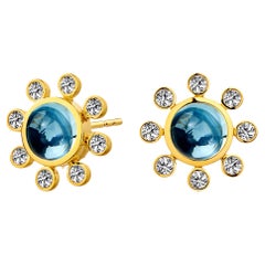 Orecchini Syna in oro giallo e topazio blu con diamanti