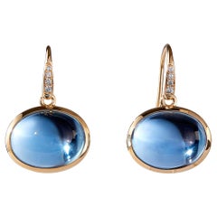 Syna Ohrringe aus Gelbgold mit blauem Topas und Diamanten