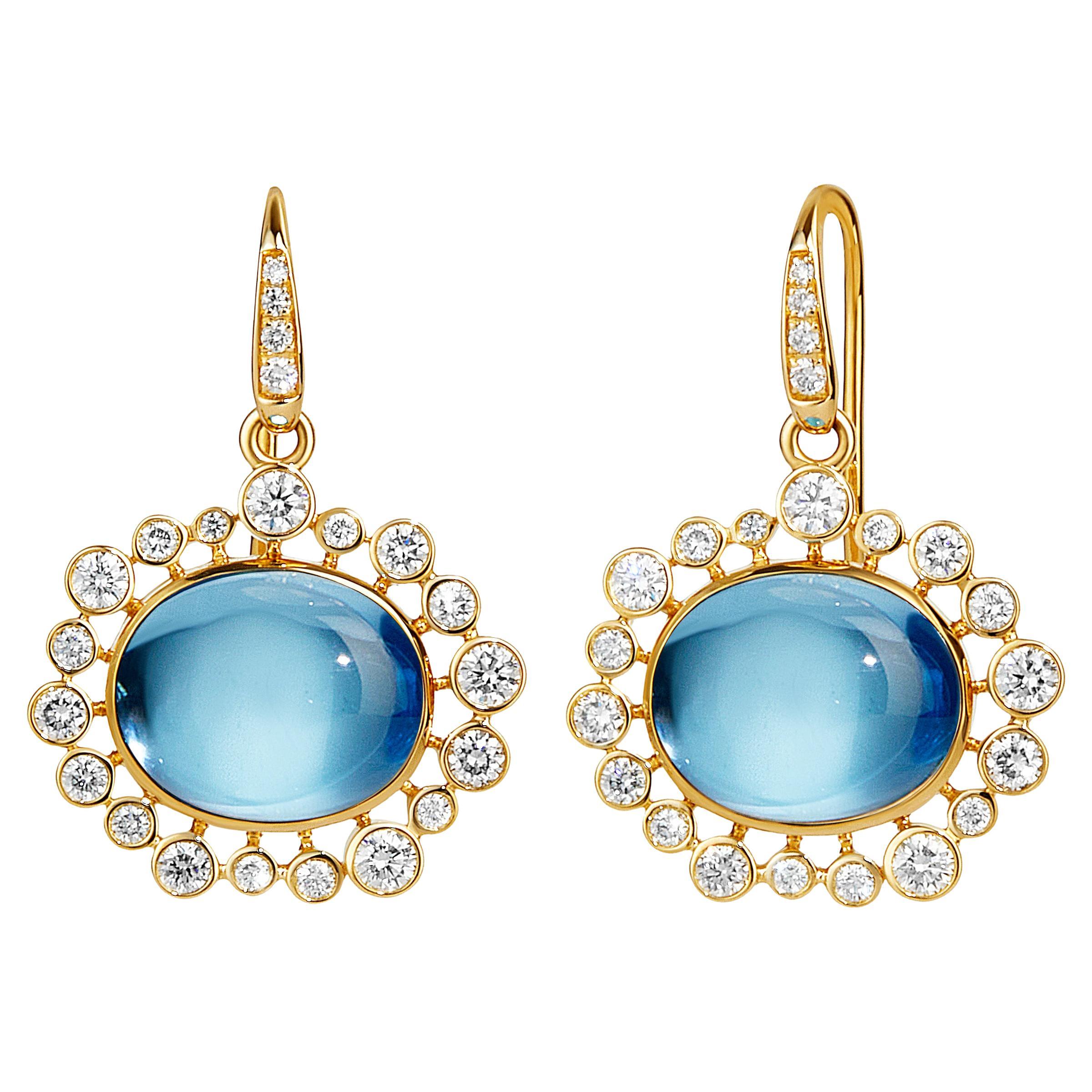 Orecchini Syna in oro giallo e topazio blu con diamanti